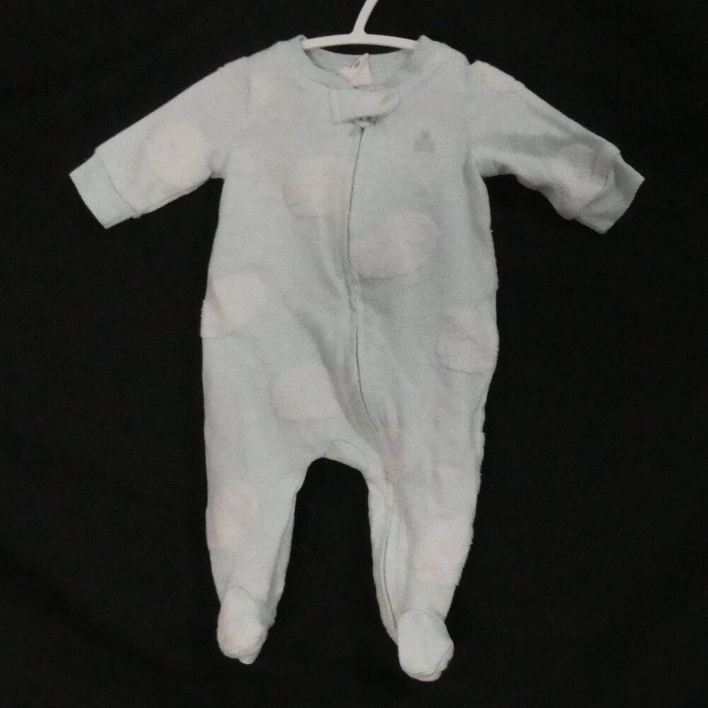 BABY GAP Light Blue and Textured White Whale Footie Sleeper – Up to 7 lbs